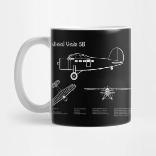 Lockheed Vega 5b of Amelia Earhart - Airplane Blueprint - PDpng Mug